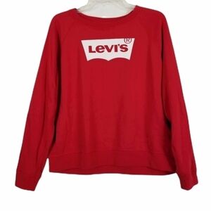 Levi's Logo Crew Neck Red Sweatshirt Adult Size XL Soft Casual Graphic Cotton